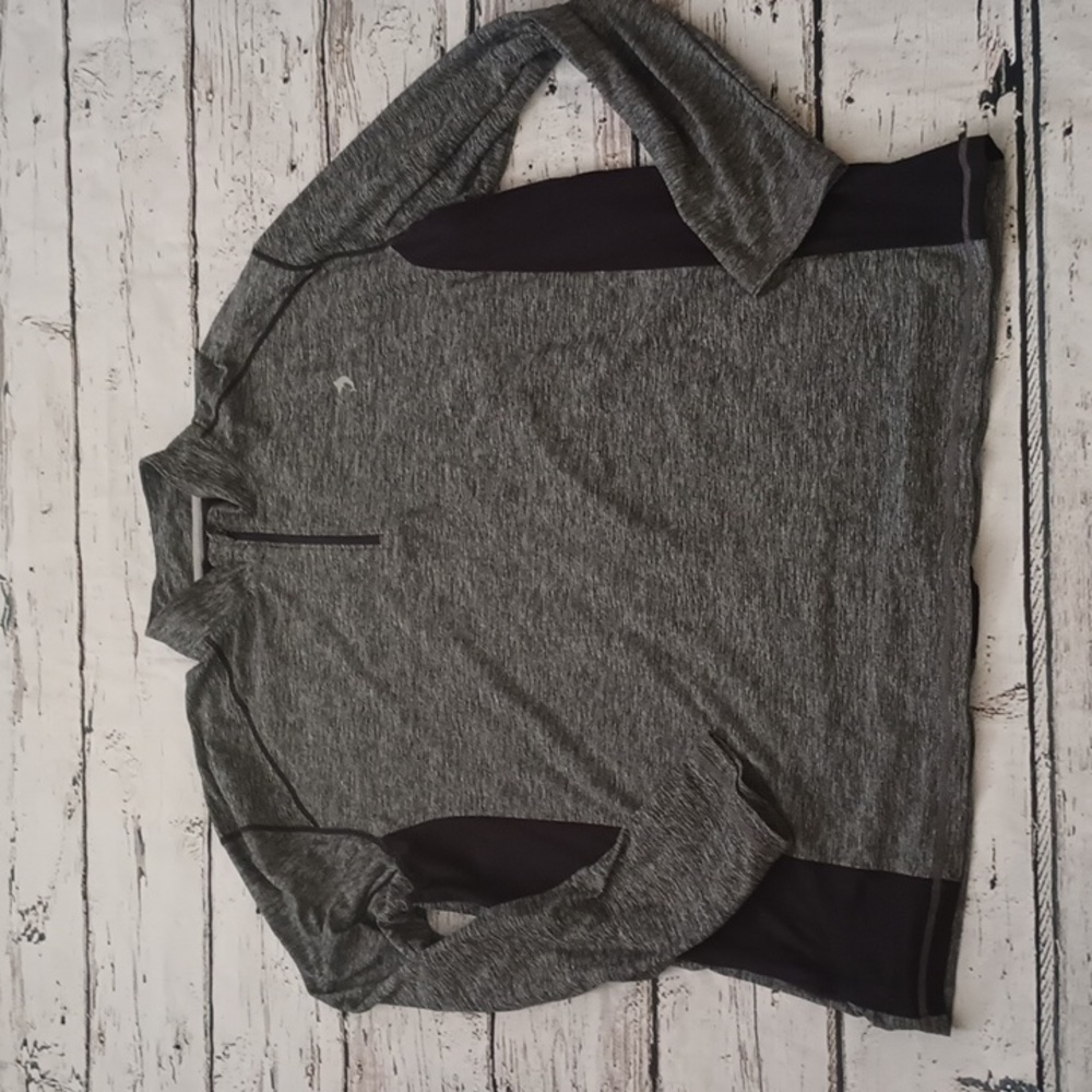 Reel Legends Men's Black Heather Gray 1/4 ZIP Long Sleeve Pullover XL